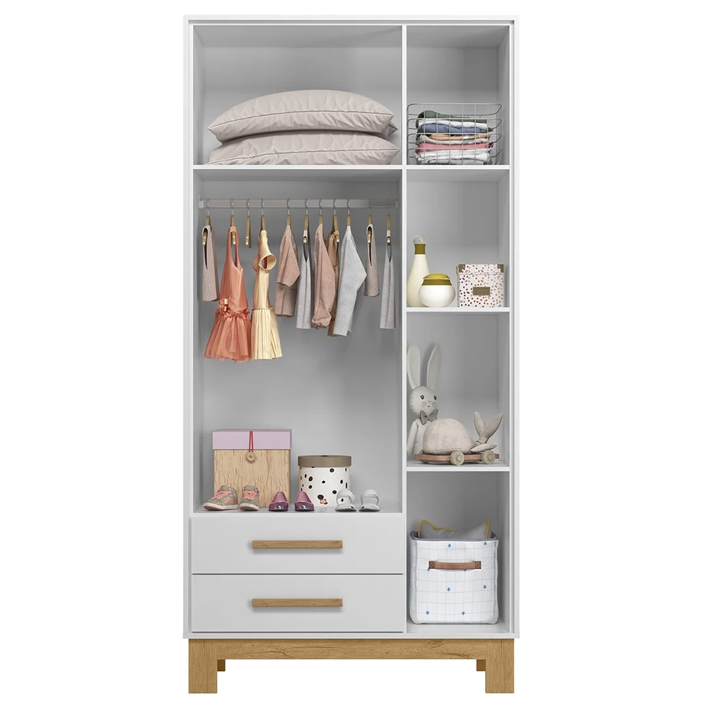 Guarda Roupa Infantil 3 Portas Slim Q Encanto Branco - Qmovi