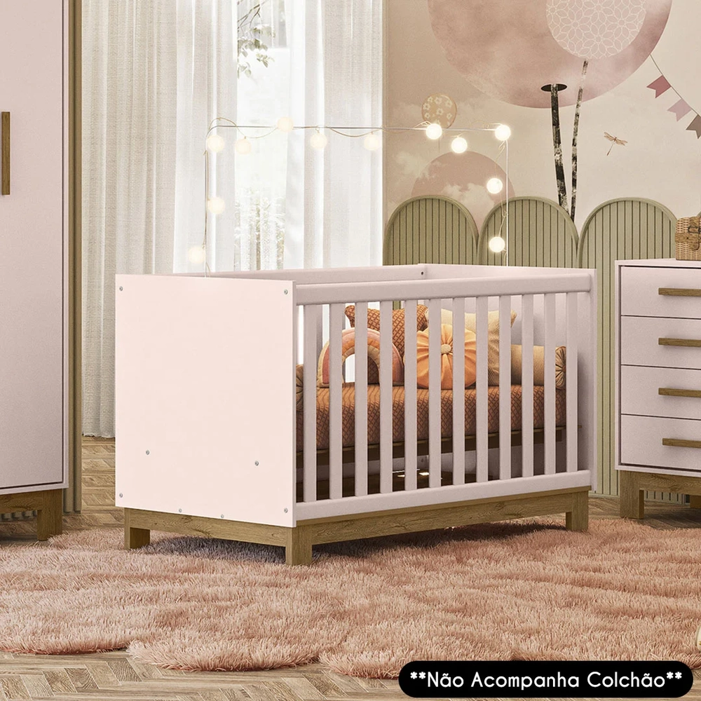 Berço Americano Mini Cama Slim Q Encanto Rosa - Qmovi