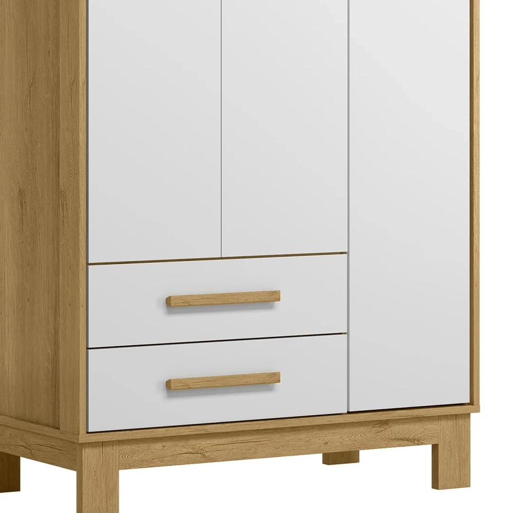 Guarda Roupa Infantil 3 Portas Slim Q Encanto Freijó/Branco - Qmovi