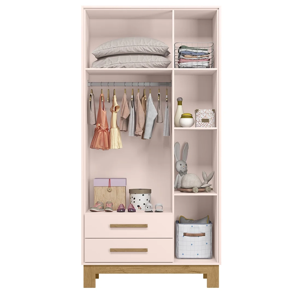 Guarda Roupa Infantil 3 Portas Slim Q Encanto Rosa - Qmovi