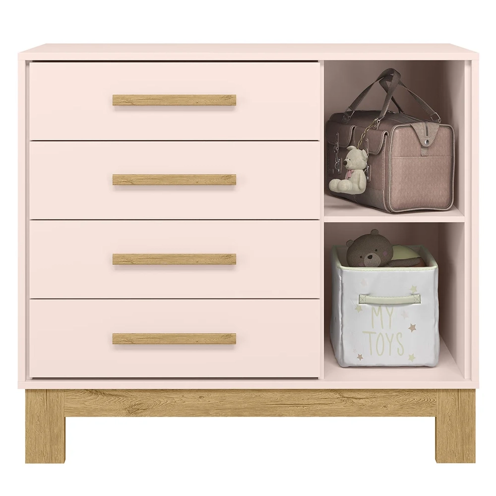 Cômoda Com Sapateira Infantil Q Encanto Slim Rosa - Qmovi