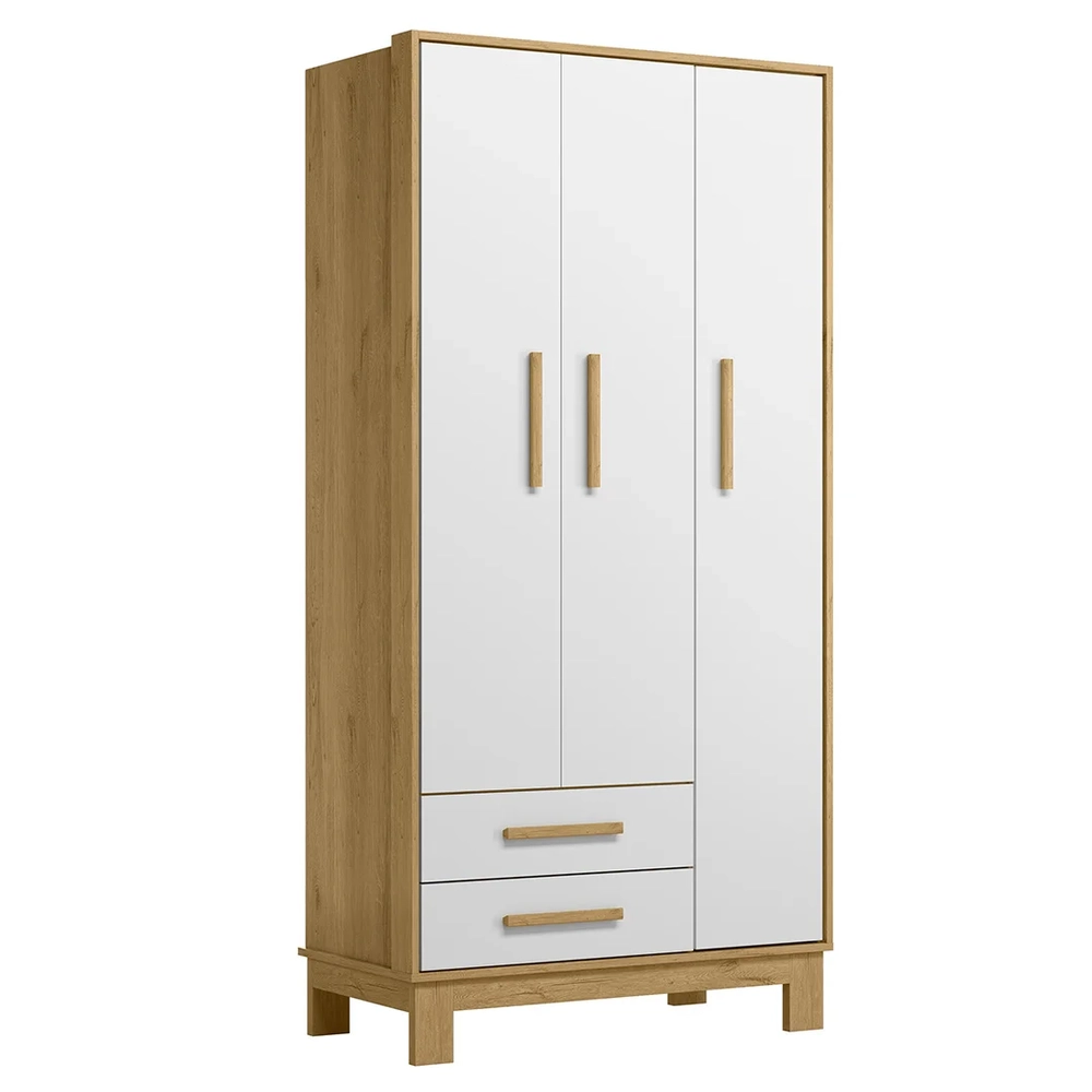 Quarto Infantil 3 Peças com Berço Q Encanto Slim Freijó/Branco - Qmovi