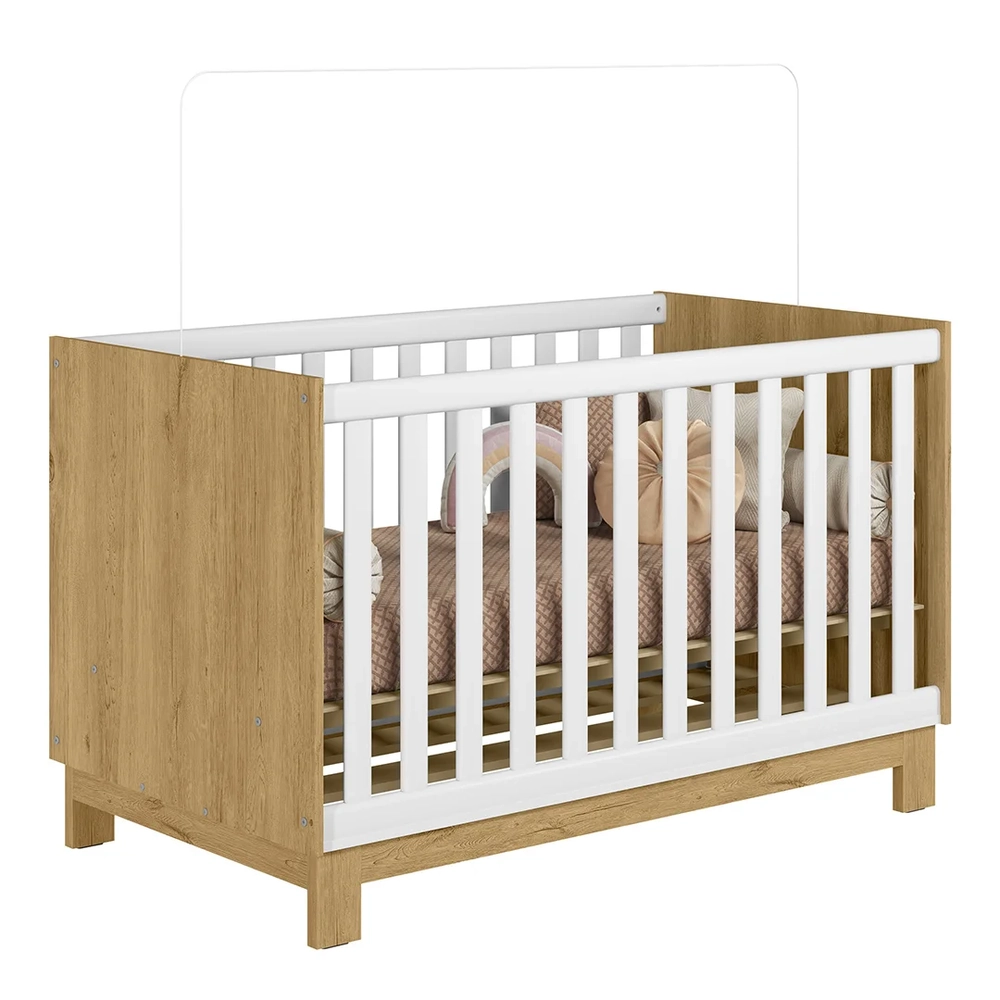 Quarto Infantil 3 Peças com Berço Q Encanto Slim Freijó/Branco - Qmovi