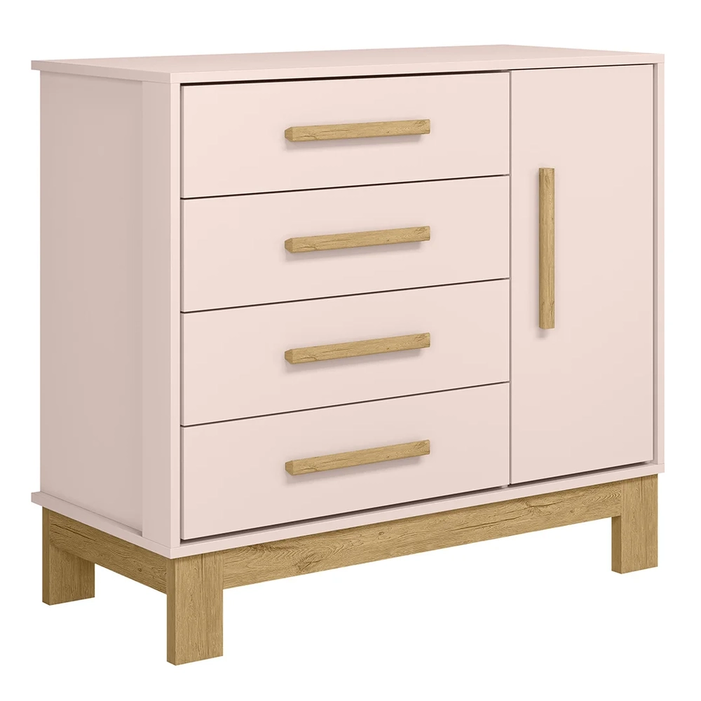 Quarto Infantil 3 Peças com Berço Q Encanto Slim Rosa - Qmovi