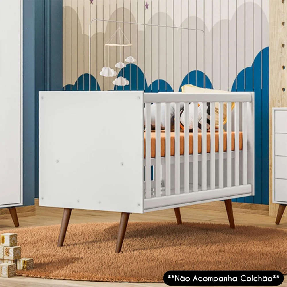 Berço Americano Mini Cama Retrô Q Encanto Branco - Qmovi