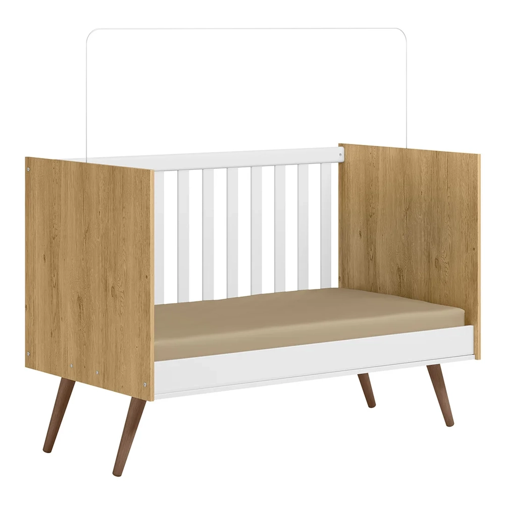 Berço Americano Mini Cama Retrô Q Encanto Freijó/Branco - Qmovi