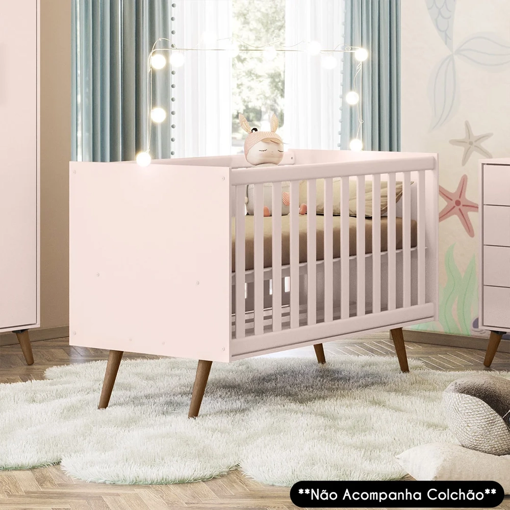 Berço Americano Mini Cama Retrô Q Encanto Rosa - Qmovi