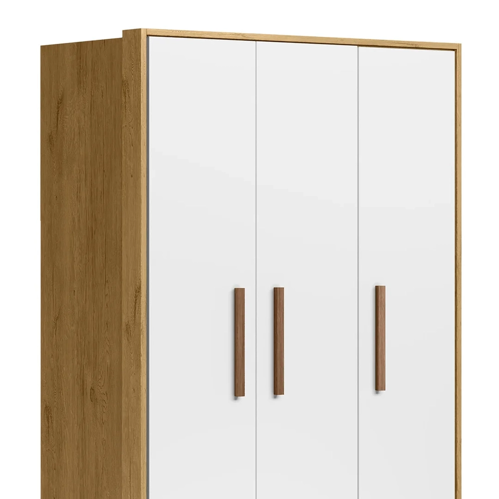 Guarda Roupa Infantil 3 Portas Retrô Q Encanto Freijó/Branco - Qmovi