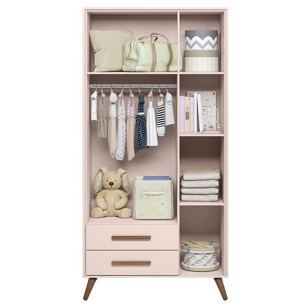 Guarda Roupa Infantil 3 Portas Retrô Q Encanto Rosa - Qmovi