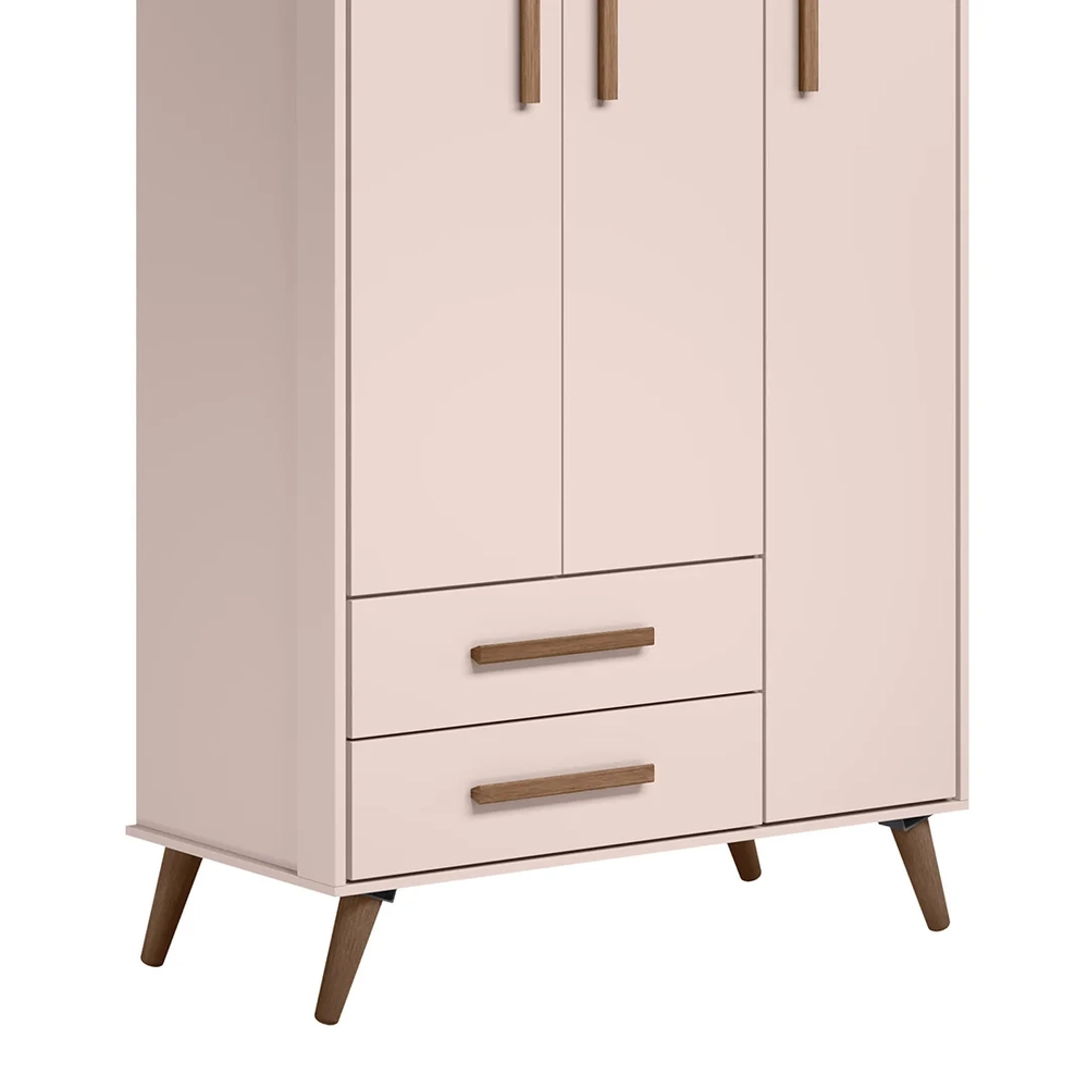 Guarda Roupa Infantil 3 Portas Retrô Q Encanto Rosa - Qmovi