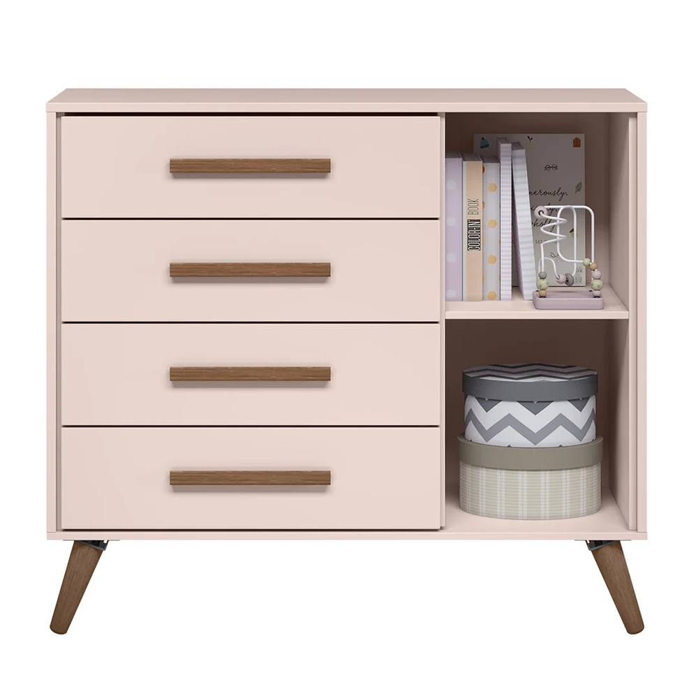 Cômoda Infantil Sapateira Q Encanto Retrô Rosa - Qmovi