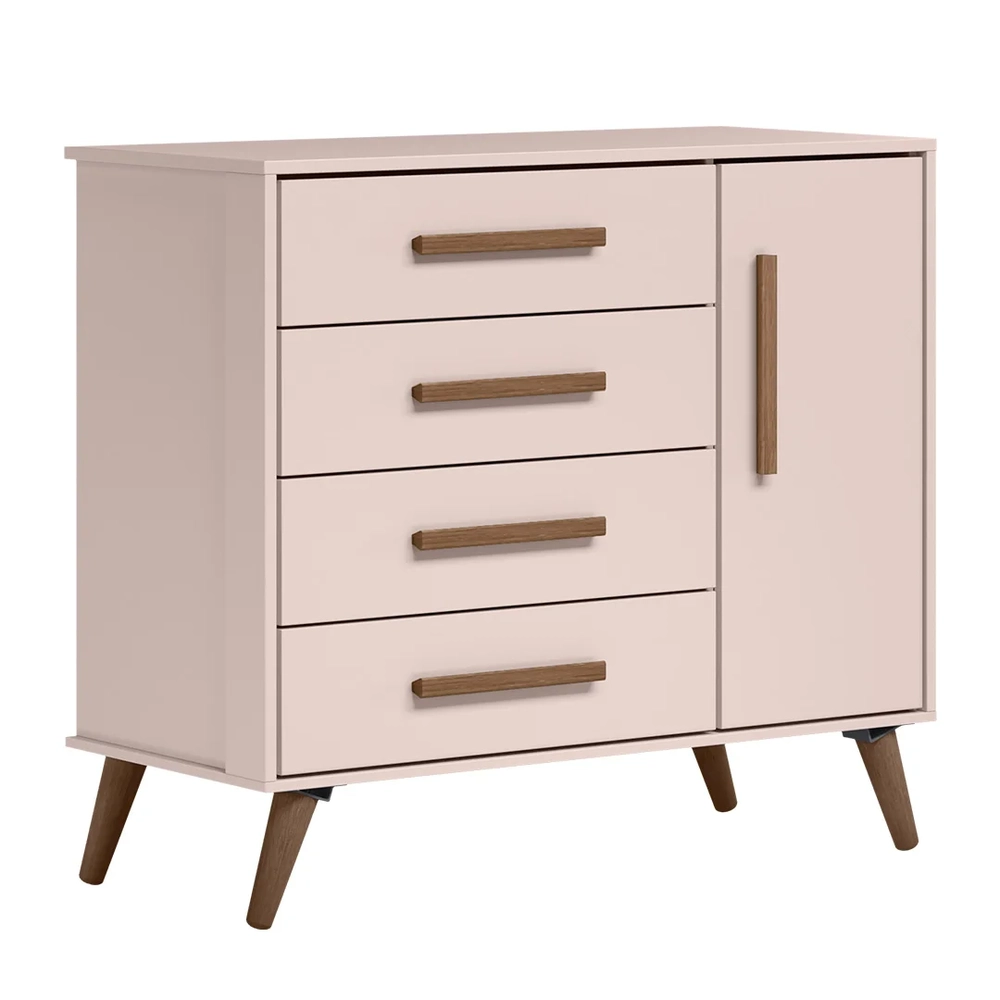 Quarto Infantil 3 Peças com Berço Q Encanto Retrô Rosa - Qmovi