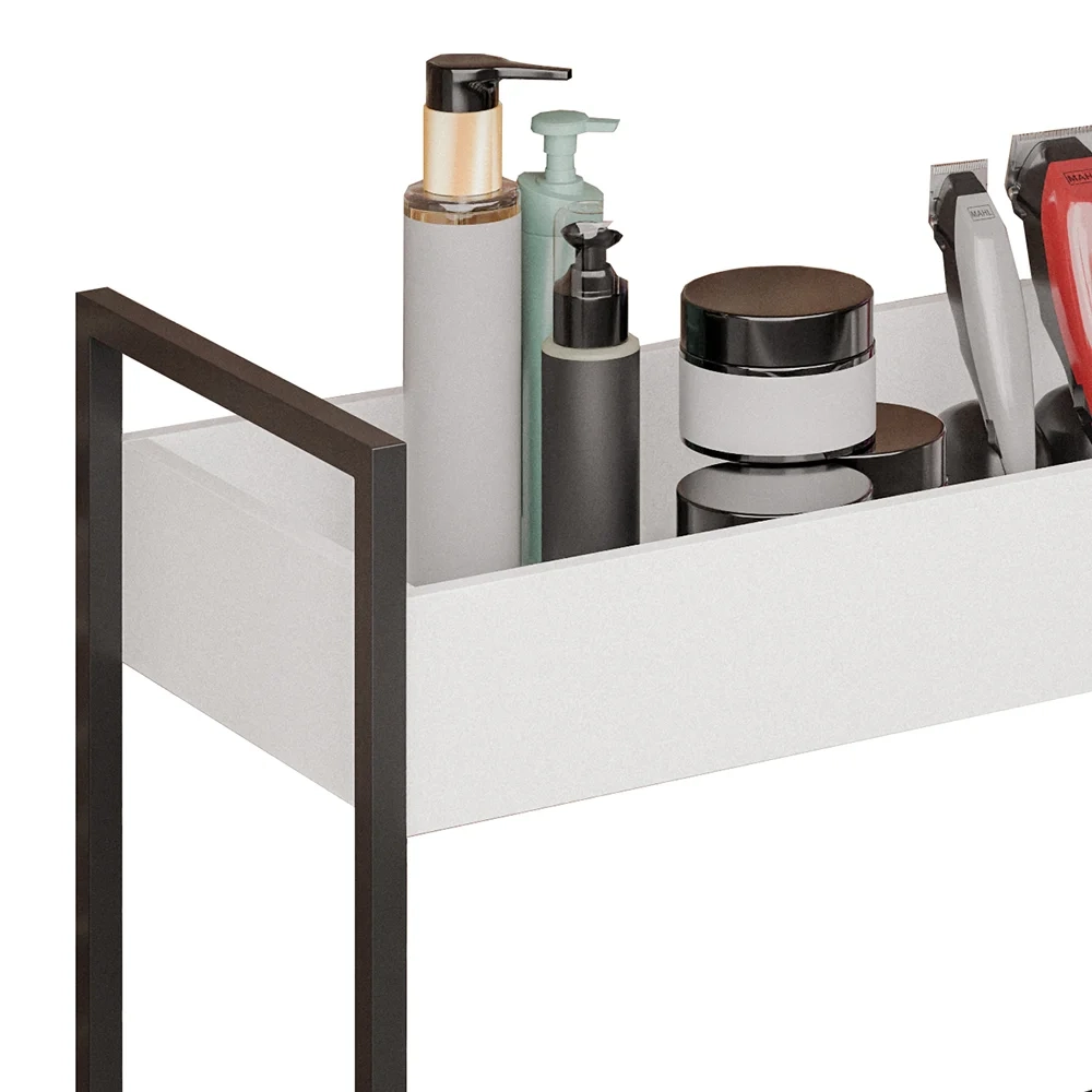 Carrinho Auxiliar para Salão de Beleza Industrial Sara Z34 Branco/Preto - Mpozenato