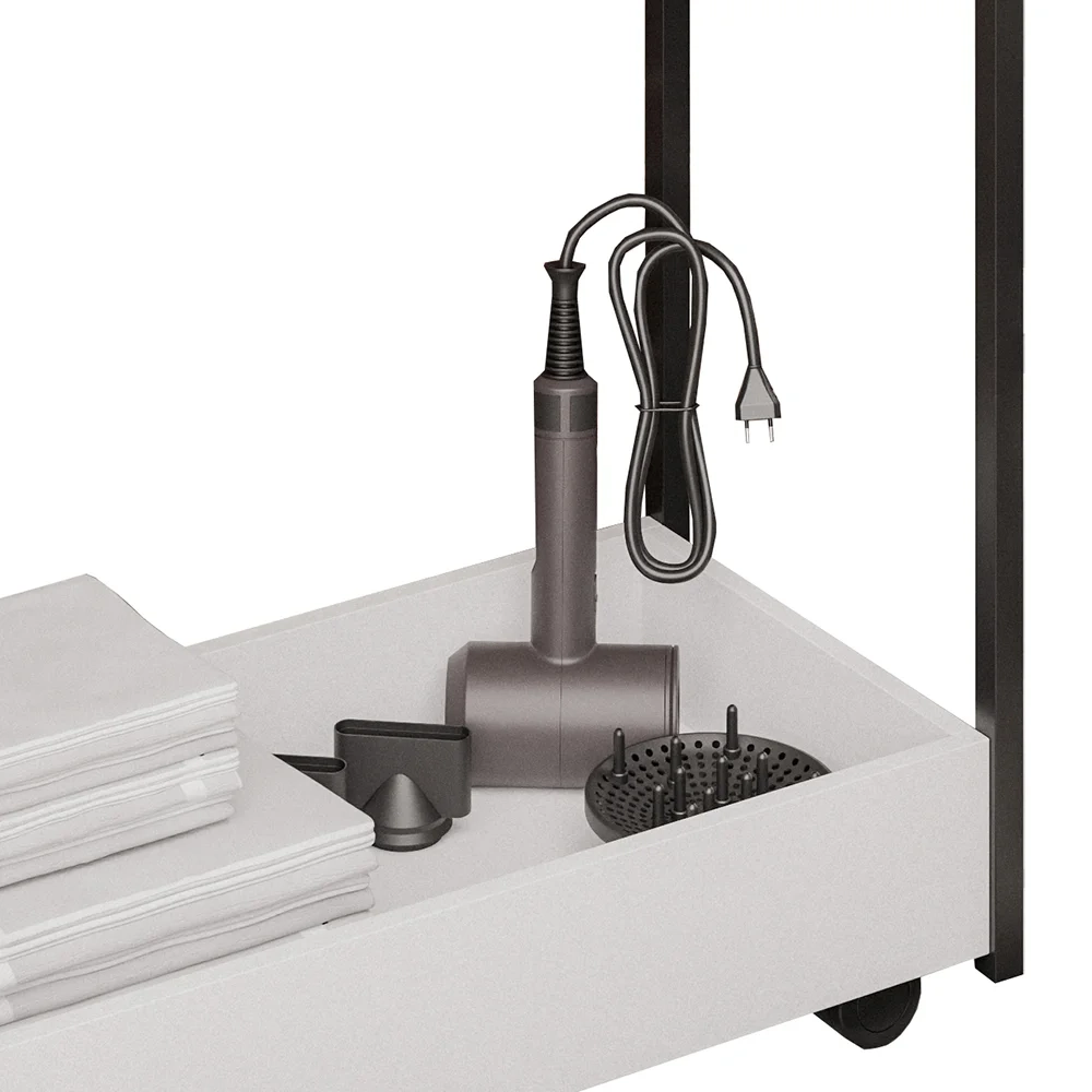 Carrinho Auxiliar para Salão de Beleza Industrial Sara Z34 Branco/Preto - Mpozenato