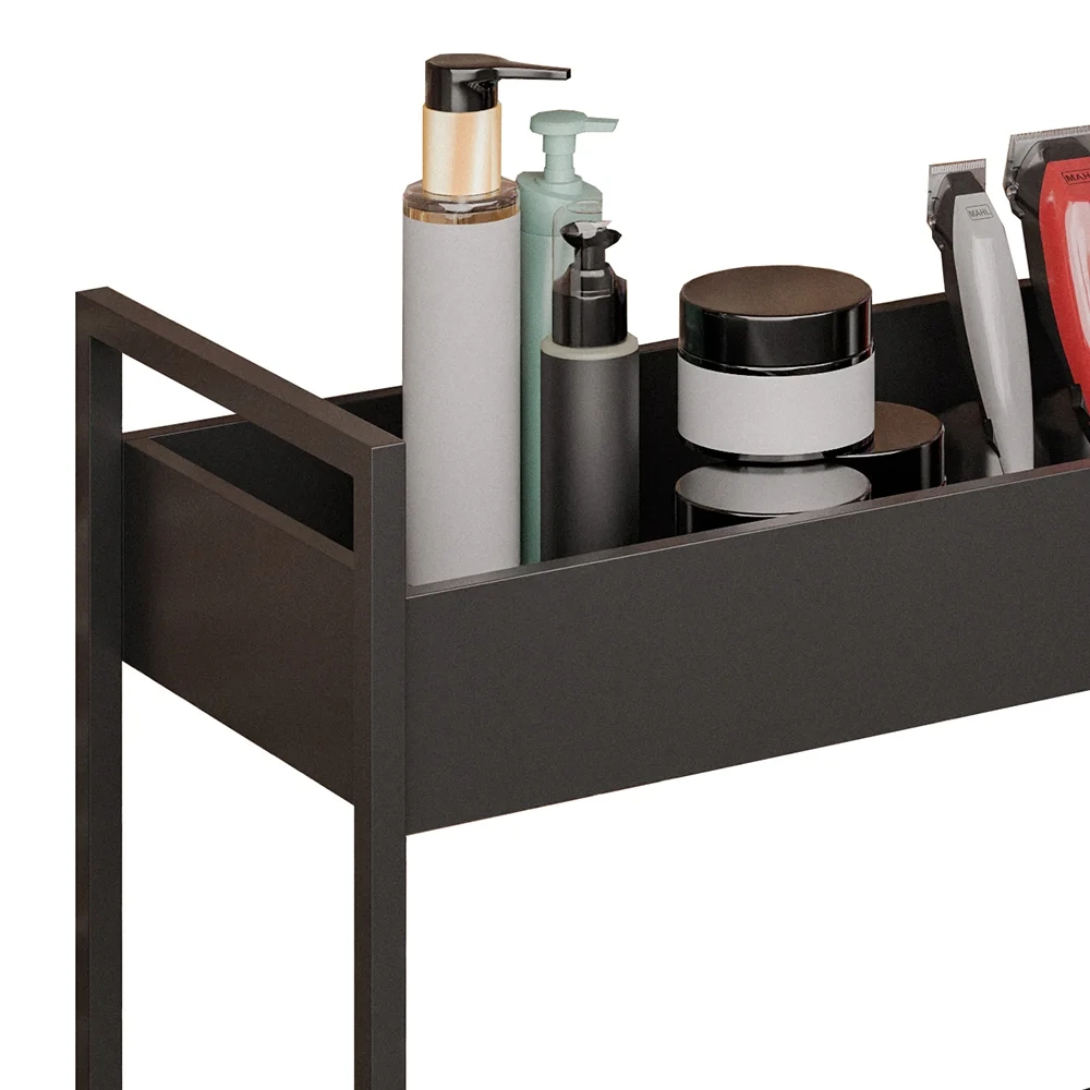 Carrinho Auxiliar para Salão de Beleza Industrial Sara Z34 Preto/Preto - Mpozenato