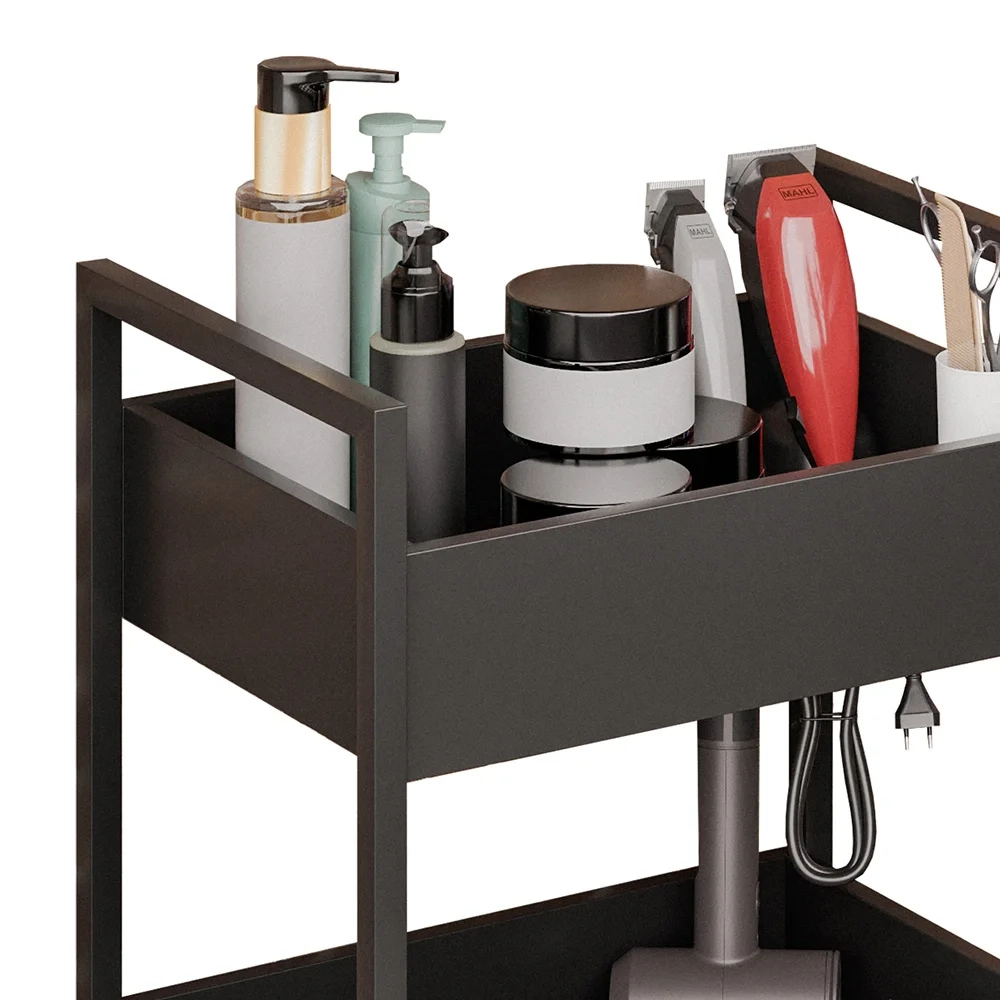 Carrinho Auxiliar para Salão de Beleza Industrial Liss Z34 Preto/Preto - Mpozenato