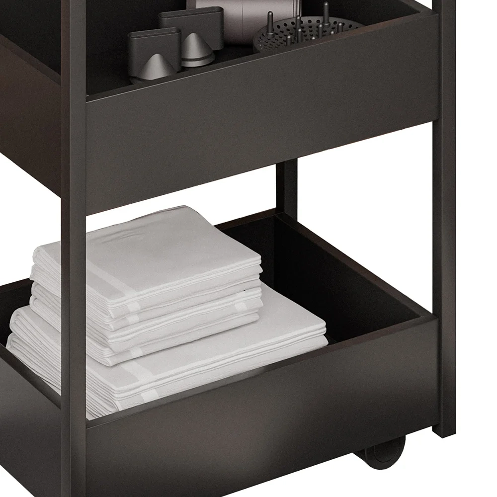 Carrinho Auxiliar para Salão de Beleza Industrial Liss Z34 Preto/Preto - Mpozenato