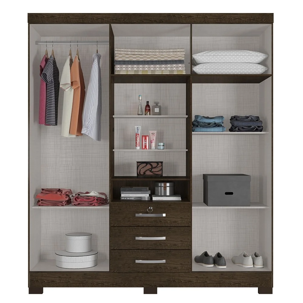 Guarda Roupa Casal com Espelho 6 Portas Reino Unido Malbec - Incorplac