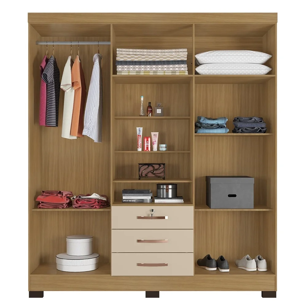 Guarda Roupa Casal com Espelho 6 Portas Reino Unido Carvalho/Off White - Incorplac