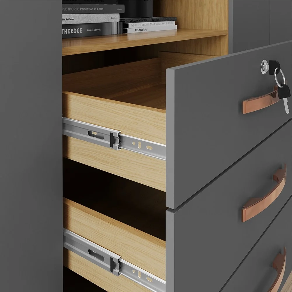 Guarda Roupa Casal com Espelho 6 Portas Reino Unido Carvalho/Grafite - Incorplac