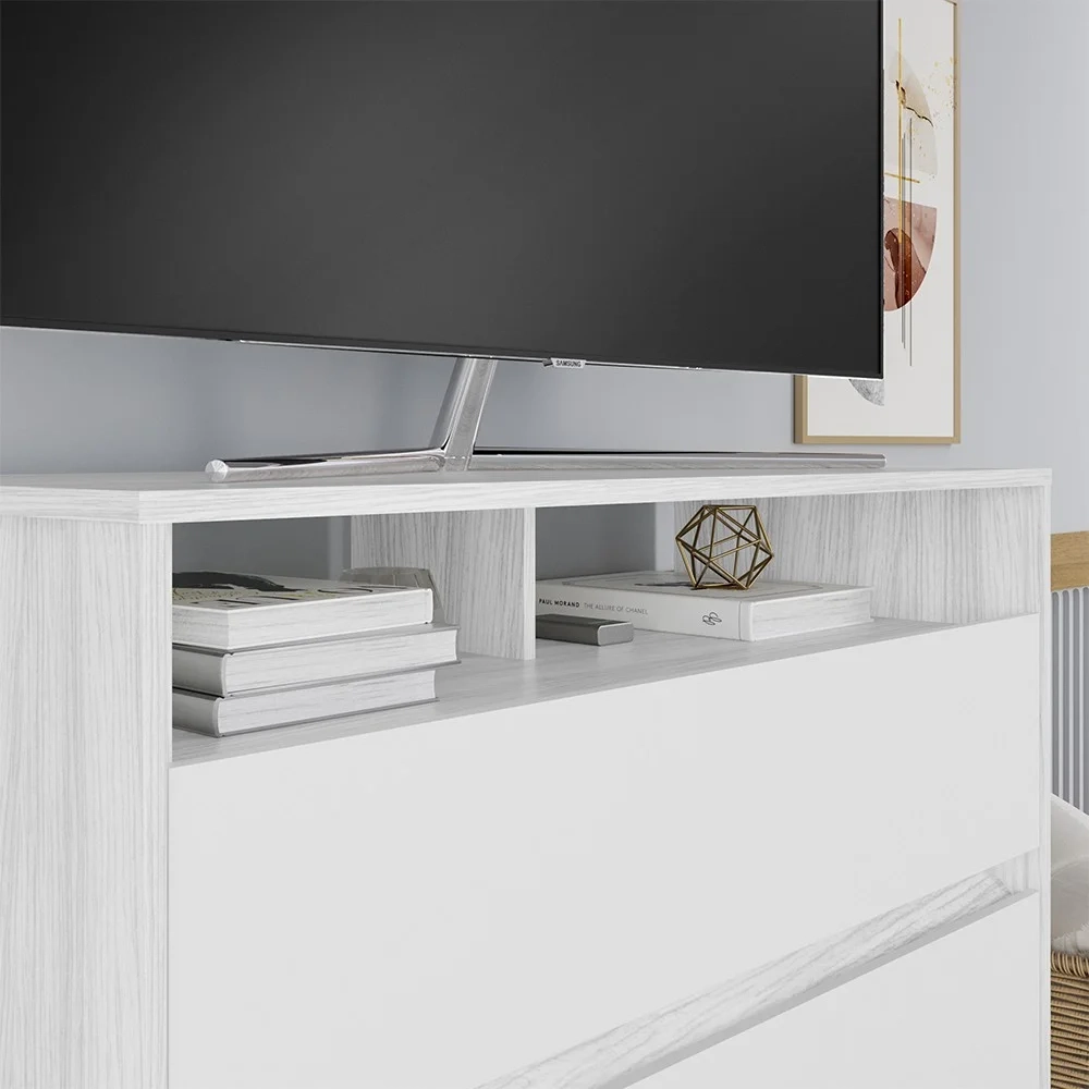 Cômoda para Quarto 3 Gavetas 90cm Califórnia Carvalho Branco/Branco - Incorplac