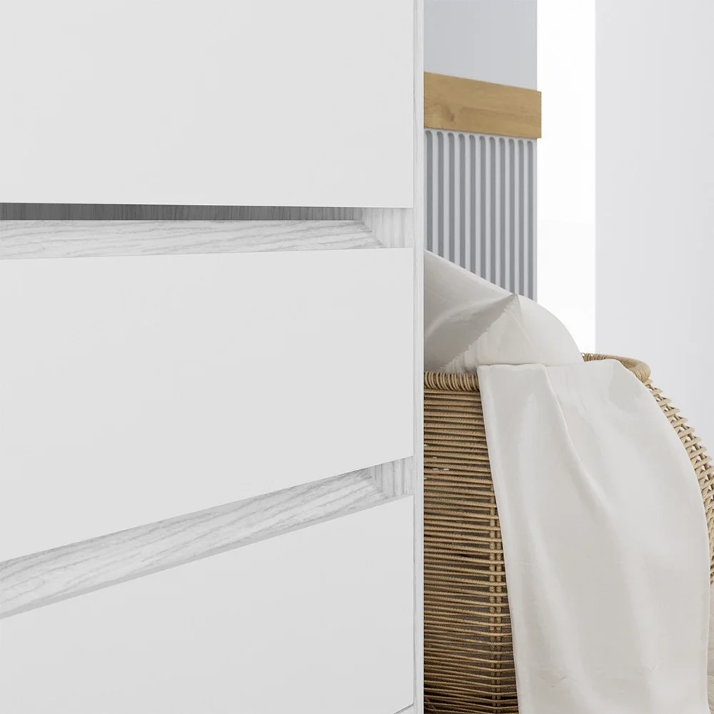 Cômoda para Quarto 3 Gavetas 90cm Califórnia Carvalho Branco/Branco - Incorplac