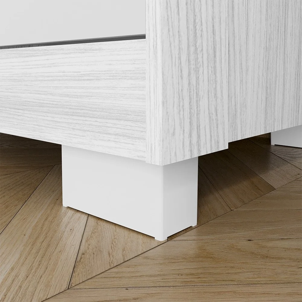 Cômoda para Quarto 3 Gavetas 90cm Califórnia Carvalho Branco/Branco - Incorplac