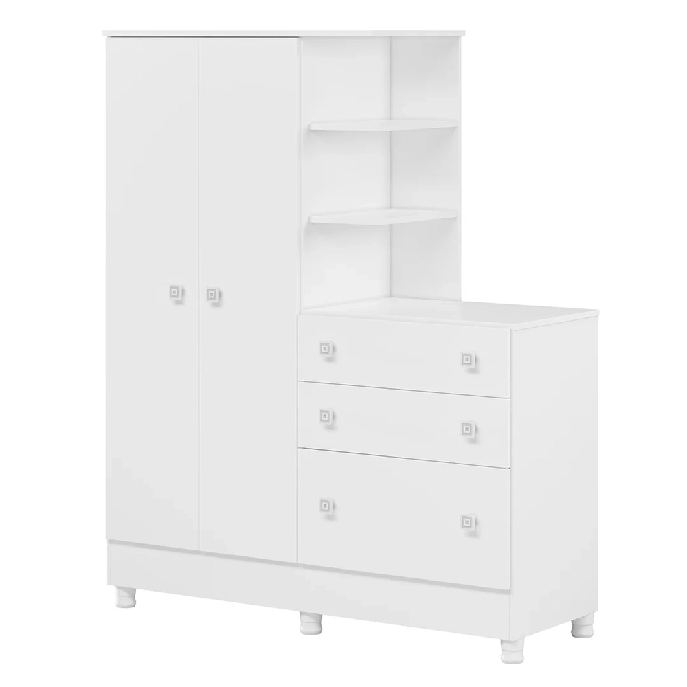 Guarda Roupa Cômoda Infantil Doce Sonho Branco - Qmovi