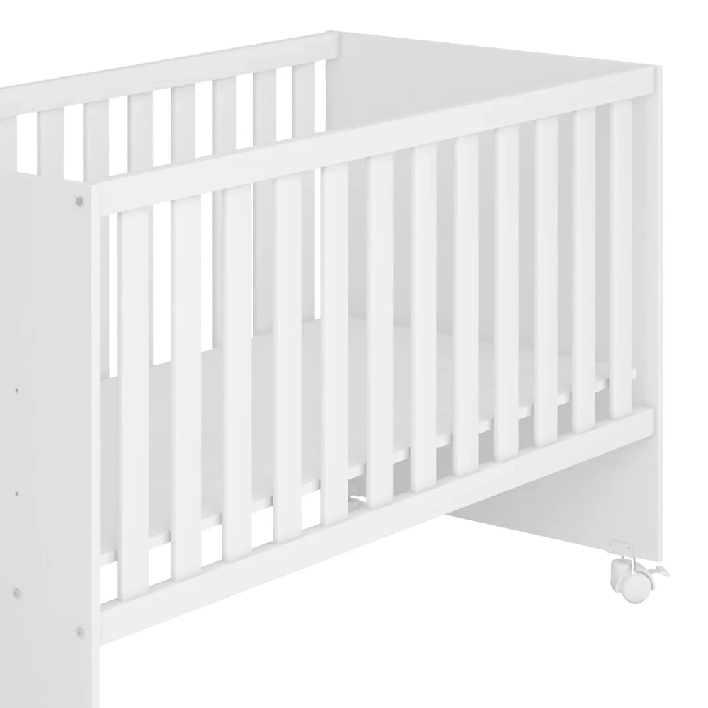 Berço Reto Para Colchão 130x60 Com Rodízios Doce Sonho Branco - Qmovi