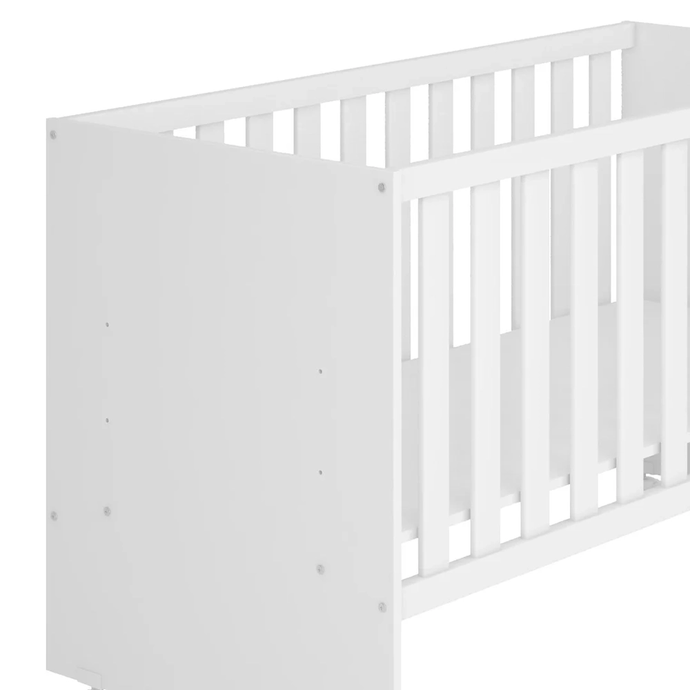 Berço Reto Para Colchão 130x60 Com Rodízios Doce Sonho Branco - Qmovi