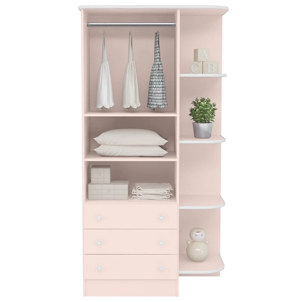 Guarda Roupa Infantil Com Cantoneira Doce Sonho Rosa - Qmovi