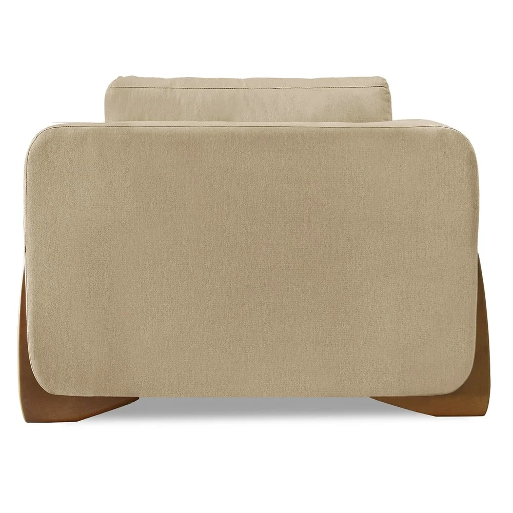 Poltrona para Sala Base de Madeira Izzy S06 Linho Dourado - Mpozenato