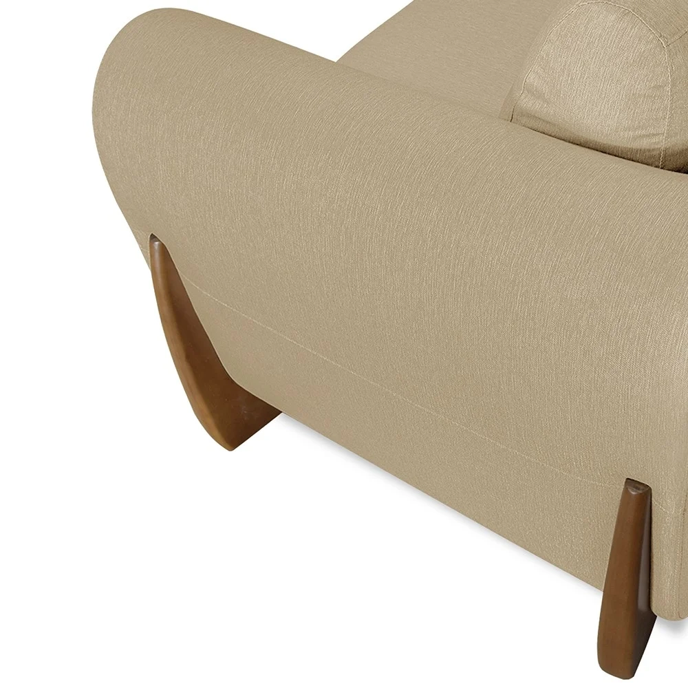 Poltrona para Sala Base de Madeira Izzy S06 Linho Dourado - Mpozenato