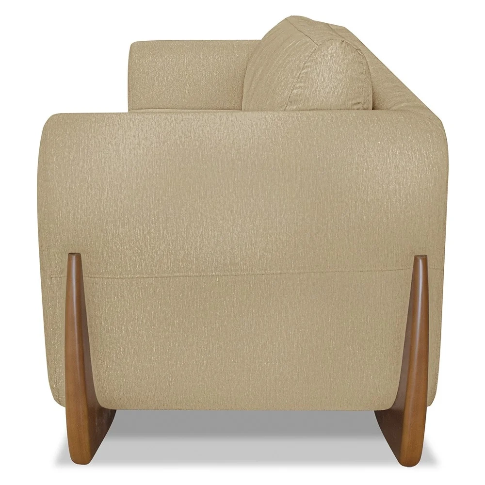 Poltrona para Sala Base de Madeira Izzy S06 Linho Dourado - Mpozenato