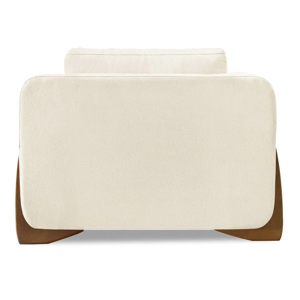 Poltrona para Sala Base de Madeira Izzy S06 Linho Natural - Mpozenato