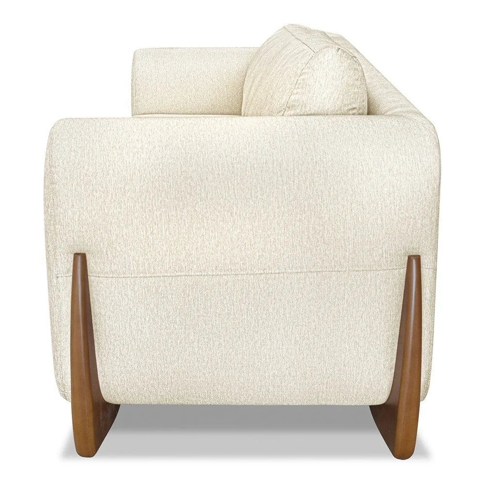 Poltrona para Sala Base de Madeira Izzy S06 Linho Natural - Mpozenato