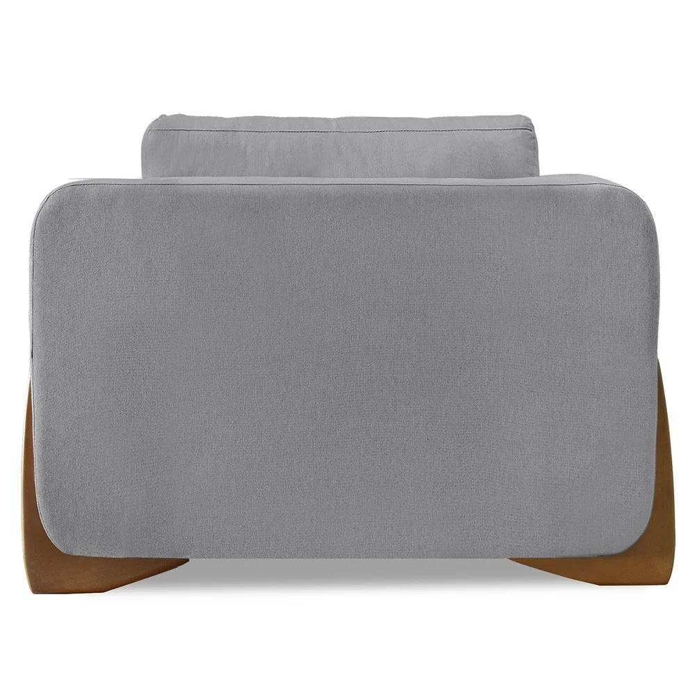 Poltrona para Sala Base de Madeira Izzy S06 Linho Cinza - Mpozenato