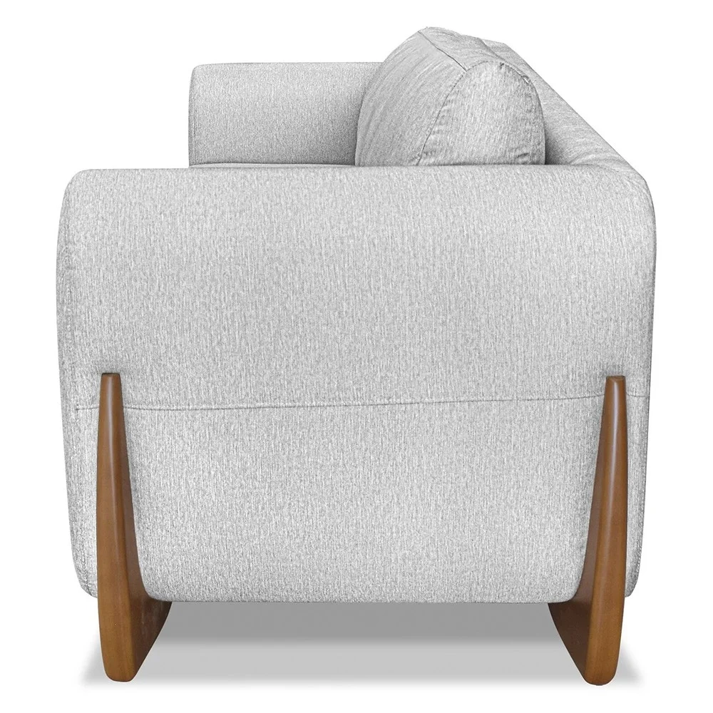 Poltrona para Sala Base de Madeira Izzy S06 Linho Grigio - Mpozenato