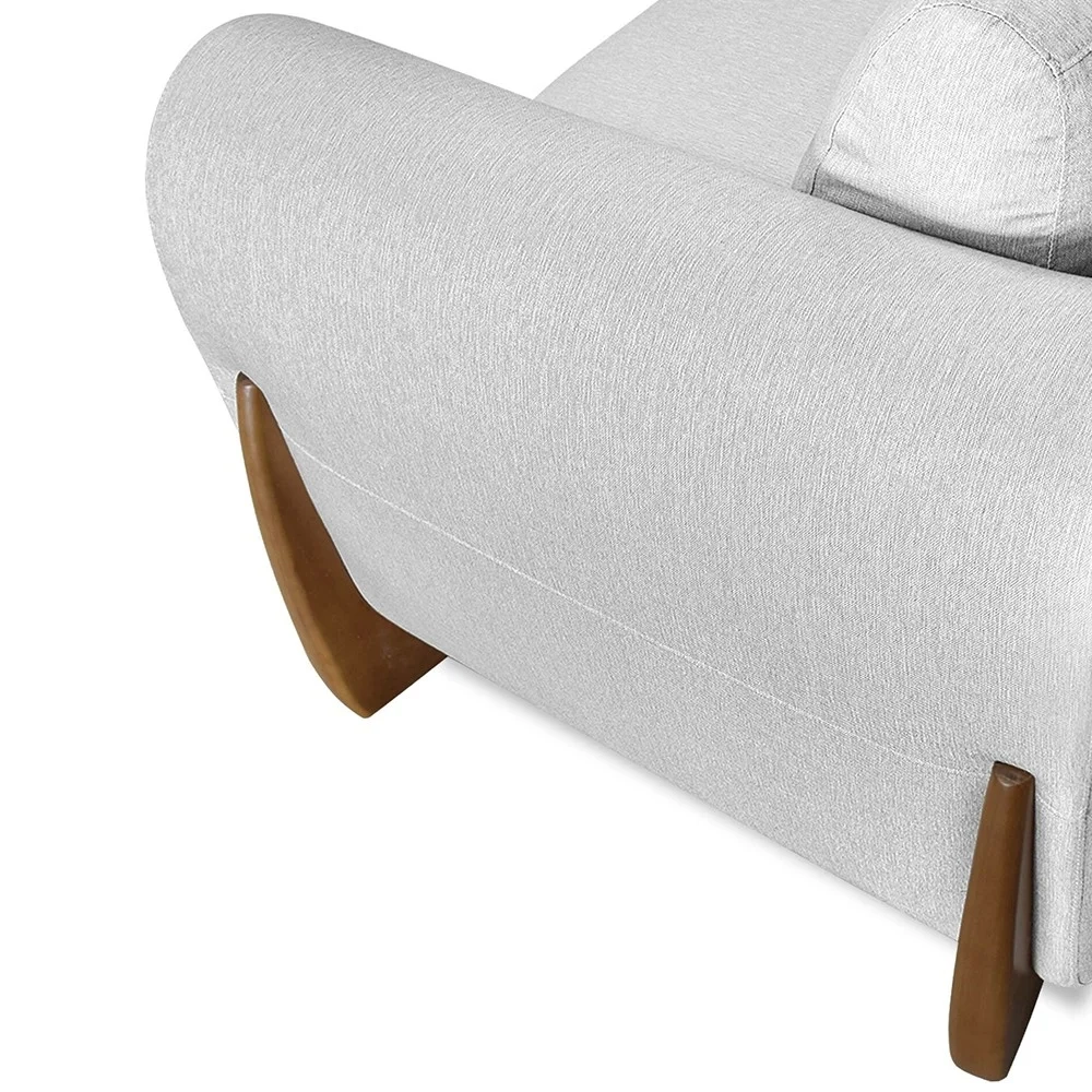 Poltrona para Sala Base de Madeira Izzy S06 Linho Grigio - Mpozenato