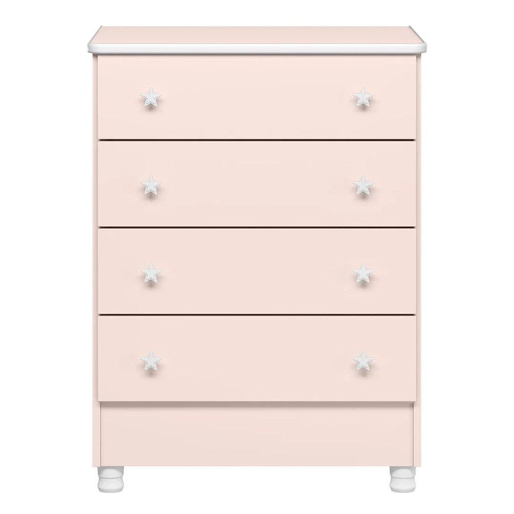 Cômoda Infantil com 4 Gavetas Doce Sonho Rosa - Qmovi