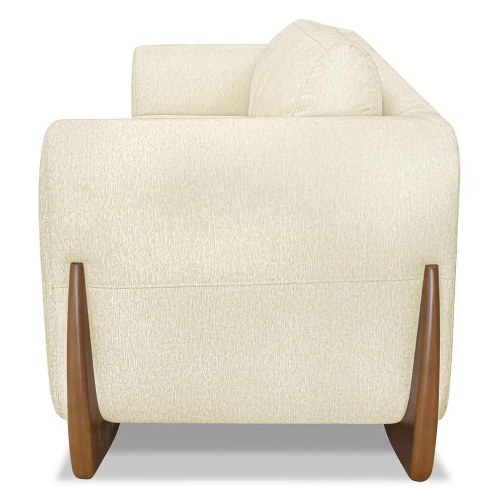 Poltrona para Sala Base de Madeira Kit 2 Izzy S06 Linho Pérola - Mpozenato