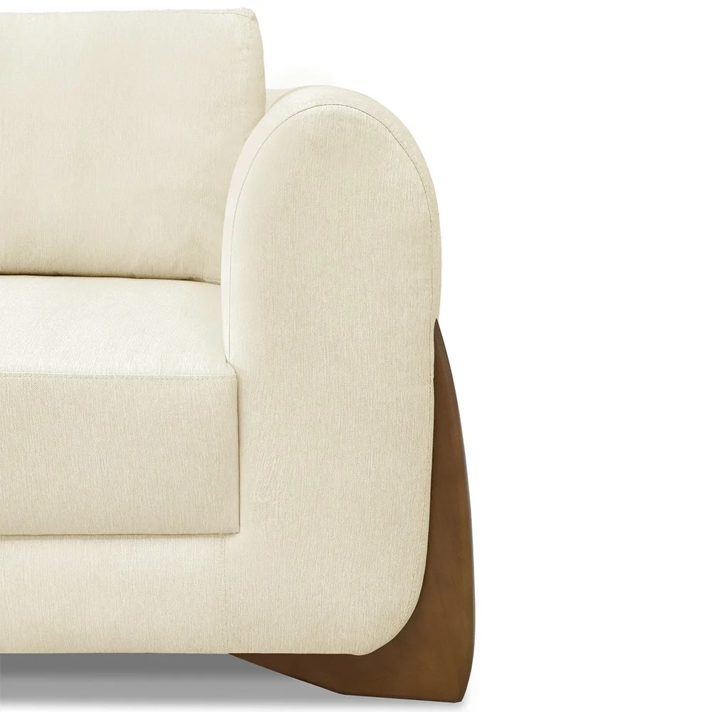 Poltrona para Sala Base de Madeira Kit 2 Izzy S06 Linho Pérola - Mpozenato