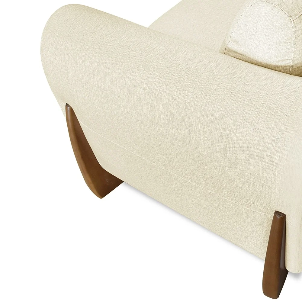 Poltrona para Sala Base de Madeira Kit 2 Izzy S06 Linho Pérola - Mpozenato