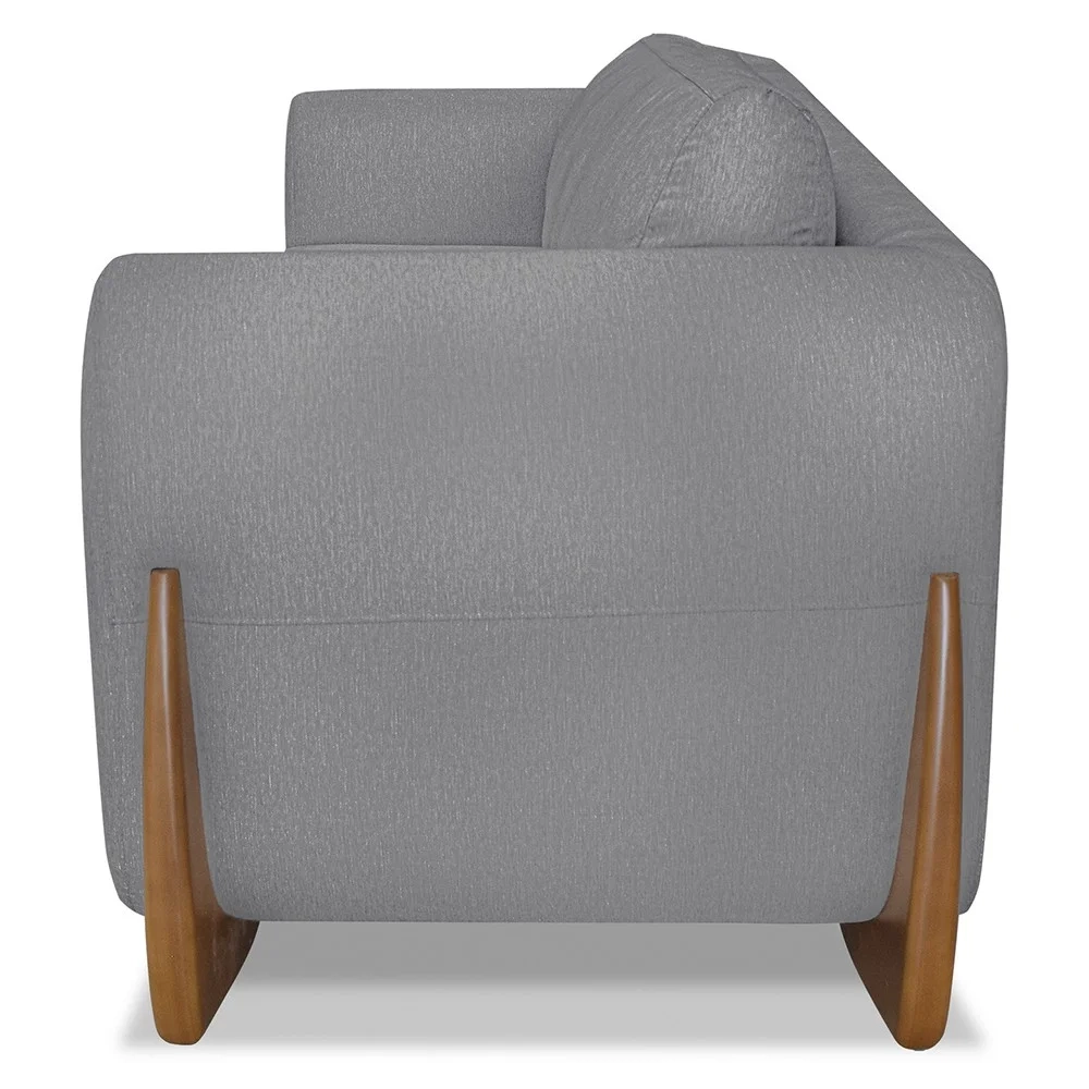 Poltrona para Sala Base de Madeira Kit 2 Izzy S06 Linho Cinza - Mpozenato