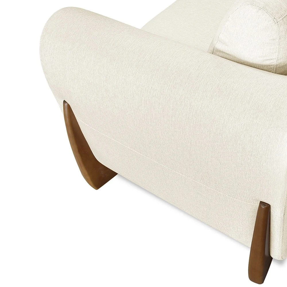 Poltrona para Sala Base de Madeira Kit 2 Izzy S06 Linho Natural - Mpozenato