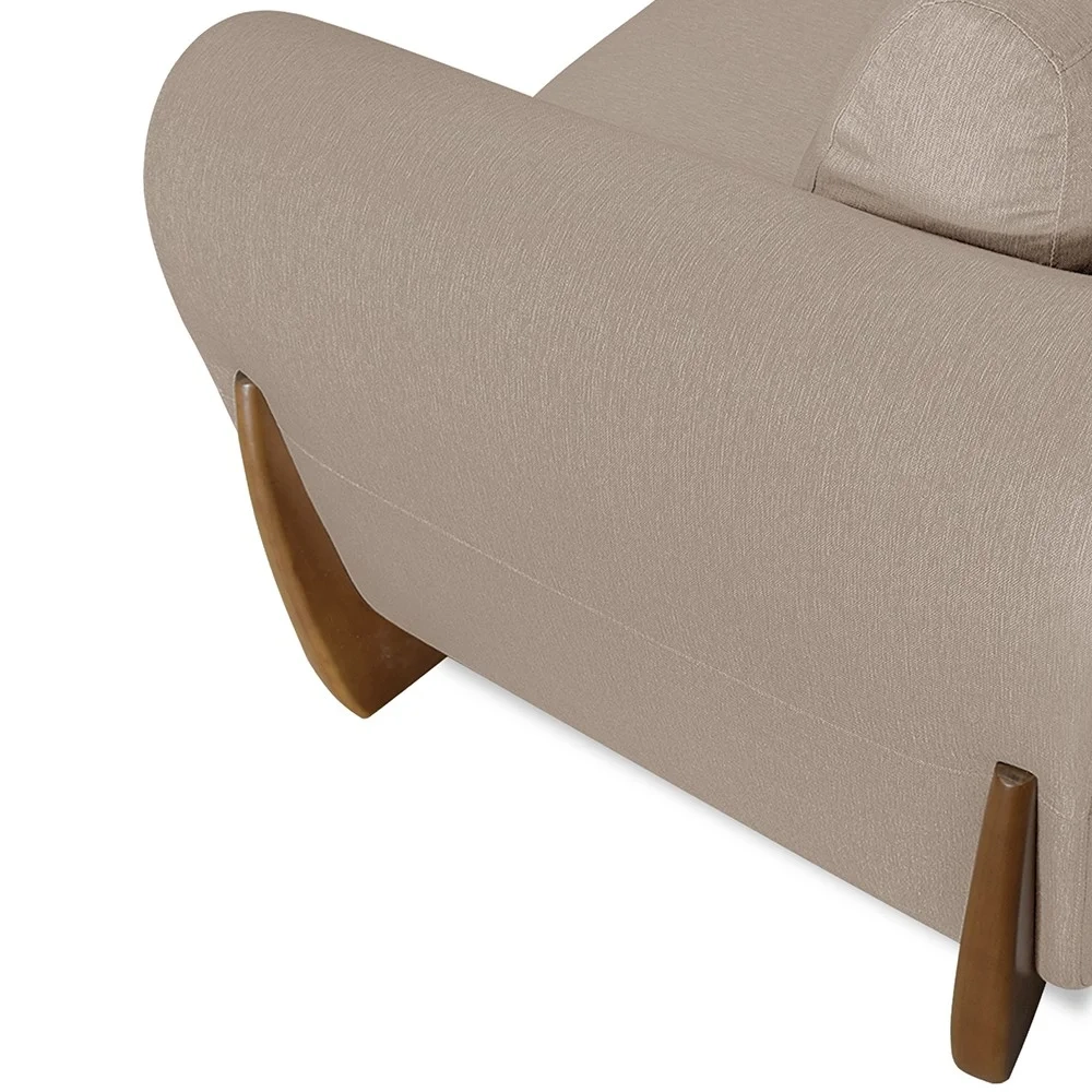 Poltrona para Sala Base de Madeira Kit 2 Izzy S06 Linho Areia - Mpozenato