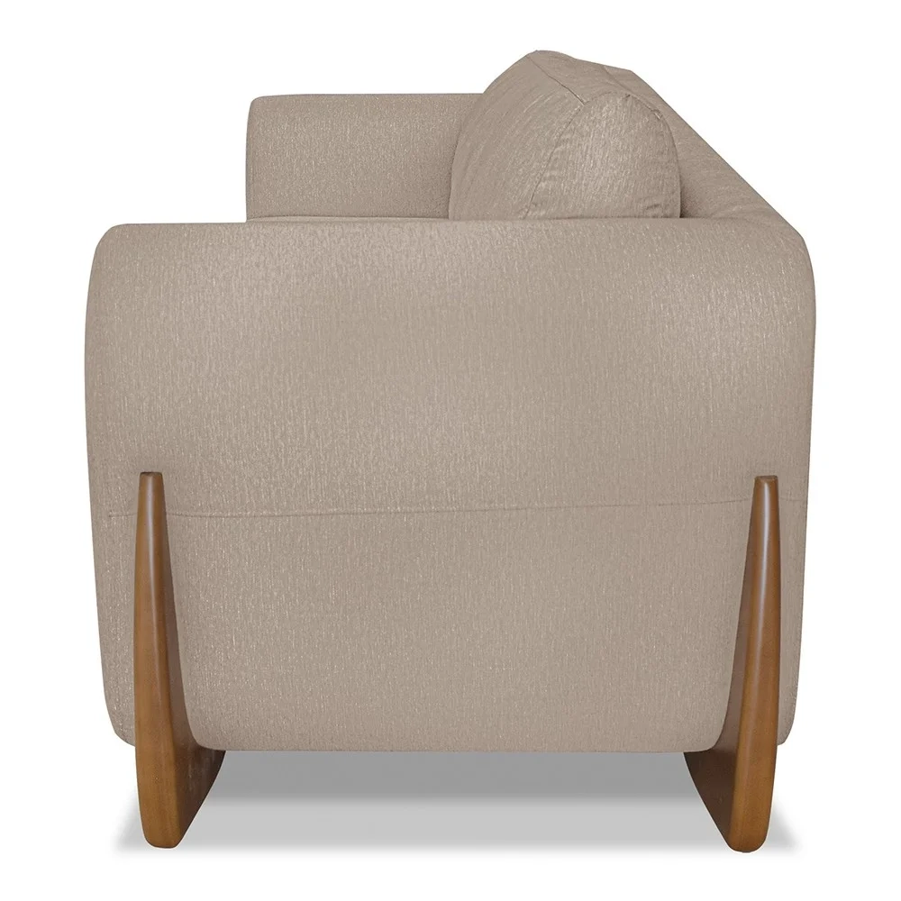 Poltrona para Sala Base de Madeira Kit 2 Izzy S06 Linho Areia - Mpozenato