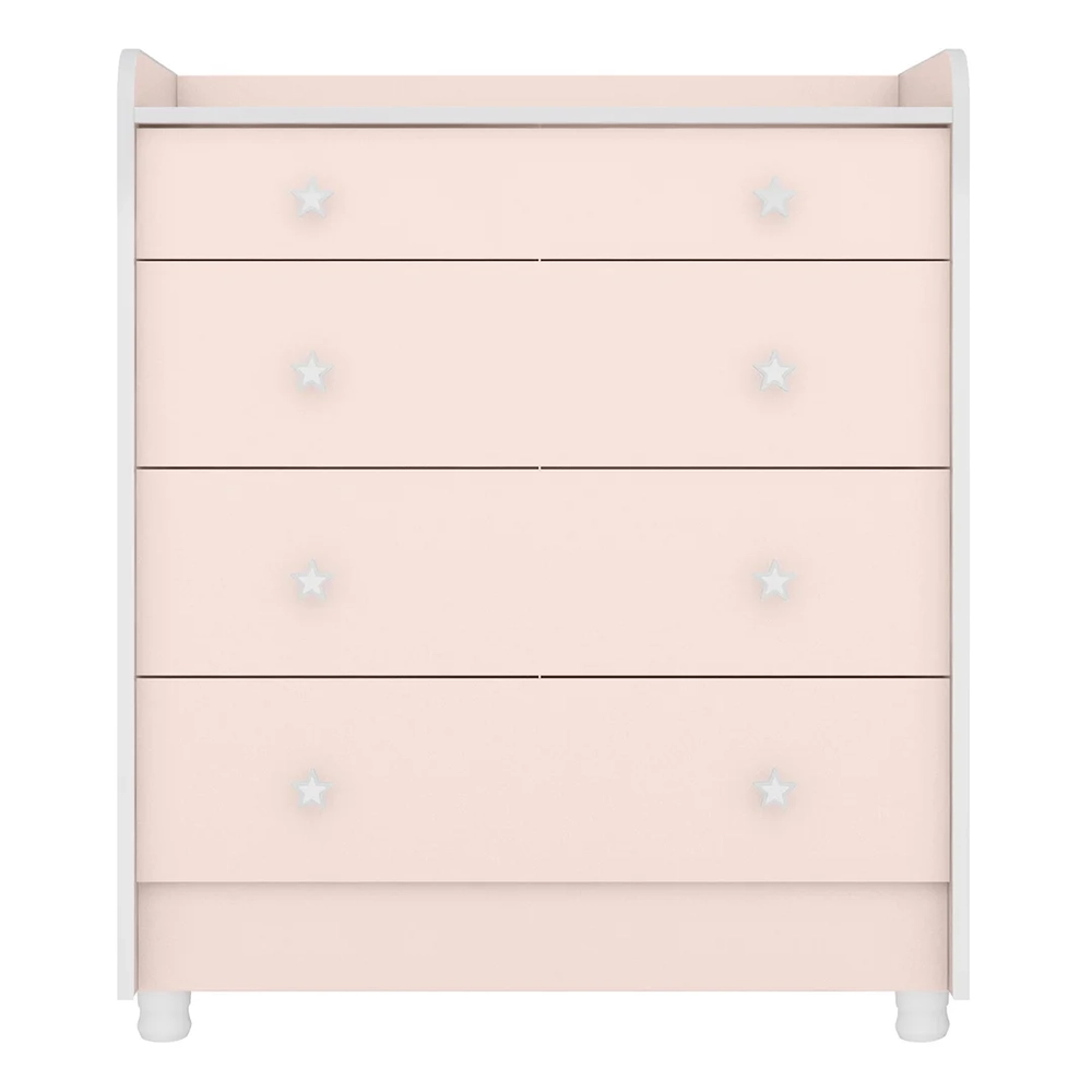 Cômoda Infantil com Trocador 4 Gavetas Doce Sonho Rosa - Qmovi