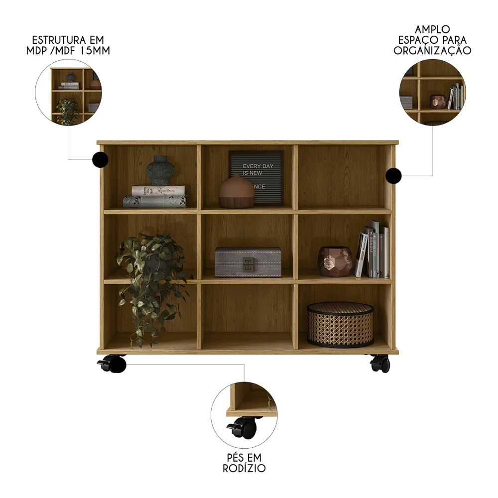 Nicho Organizador com Rodízios Freijó - Qmovi