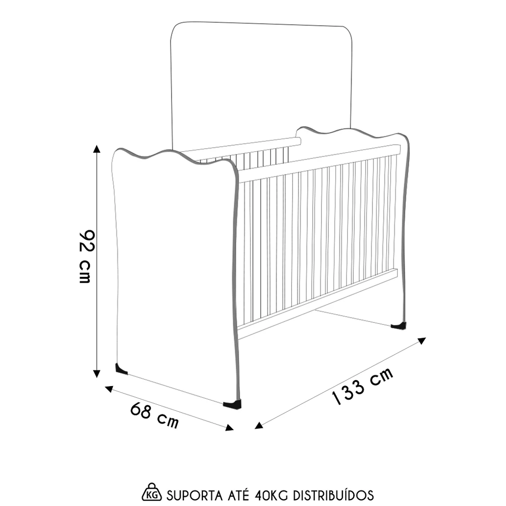 Berço Simples Para Colchão 130x60 Com Rodízios Doce Sonho Branco - Qmovi